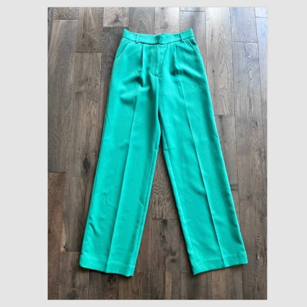 Forever 21 Green Pantsuit Set Blazer & High Rise Trousers Size S Chic Workwear